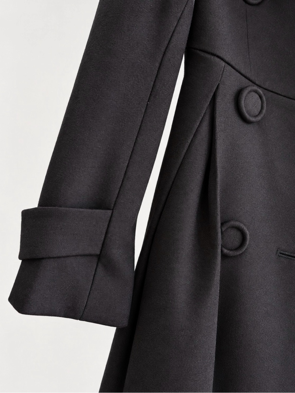 Vero Moda Black Hooded Fit & Flare Double Breasted Coat XS 34 - Picture 4 of 7